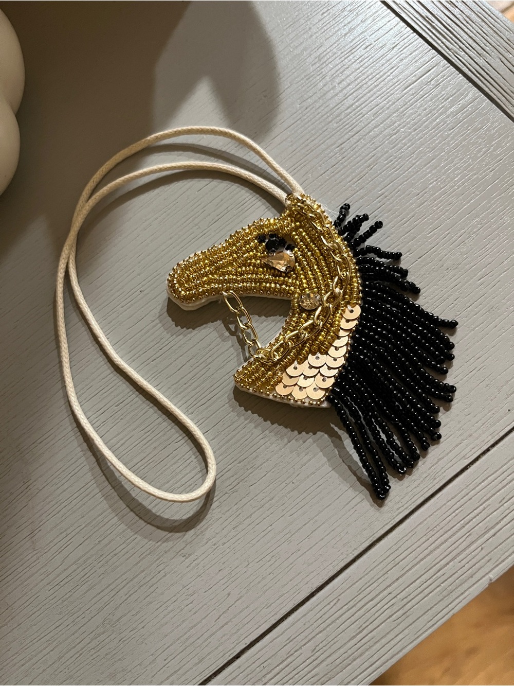 Beaded horse head bag charm